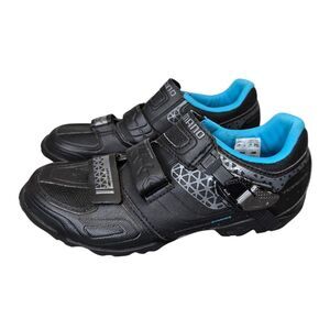 Shimano Women's 9.5 Black Blue Mountain Bike Riding Cycling Shoes